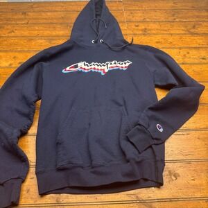 Champion‎ Navy Blue Hoodie Sweatshirt Authentic Athleticwear Logo Small